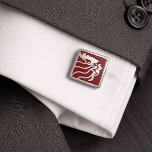 Vintage European Red Lion Cufflinks | Solid Nickel Silver | Mid-Century